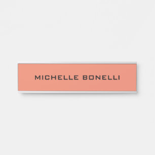 Salmon Color Minimalist Plain Legible Modern Door Sign