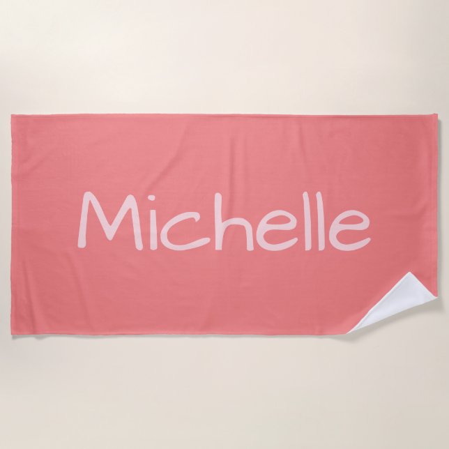 Salmon Colour Custom Name beach towel (Front)