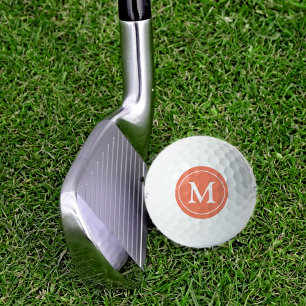 Salmon colour with name Initial Monogram Golf Balls