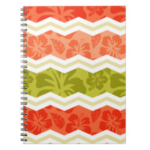 Salmon, Coral, Orange, and Green Tropical Pattern Notebook