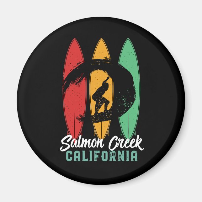 Salmon Creek California Beach Retro Surfing Magnet (Front)