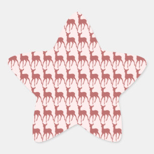 Salmon Deer Pattern Background Star Sticker