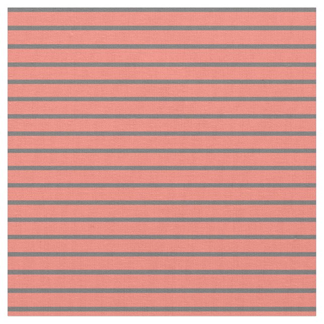 Salmon & Dim Grey Coloured Striped Pattern Fabric (Close Up)