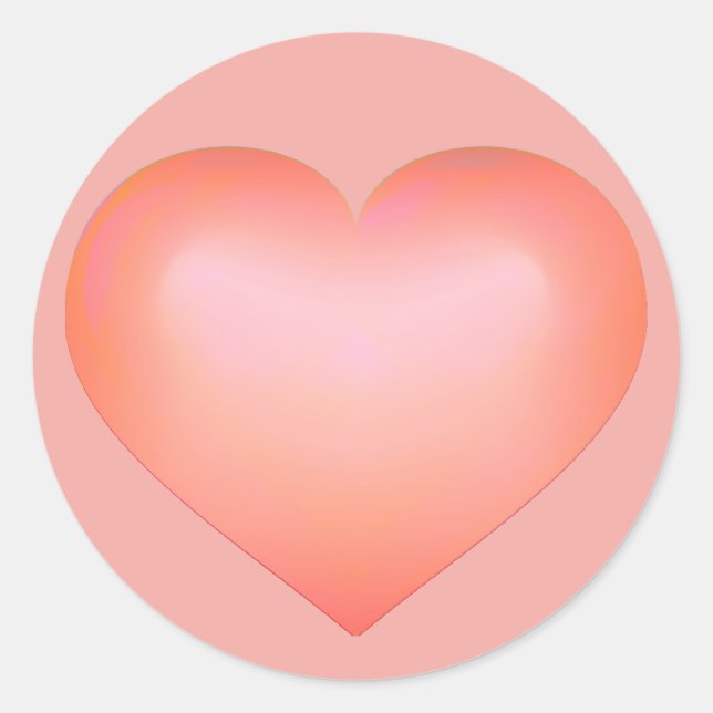 Salmon Fade Heart Classic Round Sticker (Front)