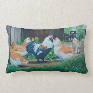 Salmon Favorelle chicken/ Amish buggy Lumbar Cushion