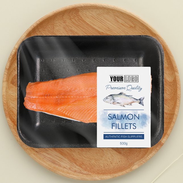 Salmon Fillets Fish Product Label with Logo (Creator Uploaded)