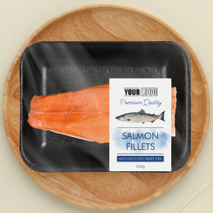 Salmon Fillets Fish Product Label with Logo