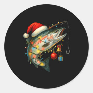 Salmon Fish Festive Christmas Funny Fishing Classic Round Sticker
