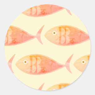 Salmon Fish Group Classic Round Sticker