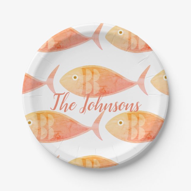 Salmon Fish Group Paper Plate (Front)
