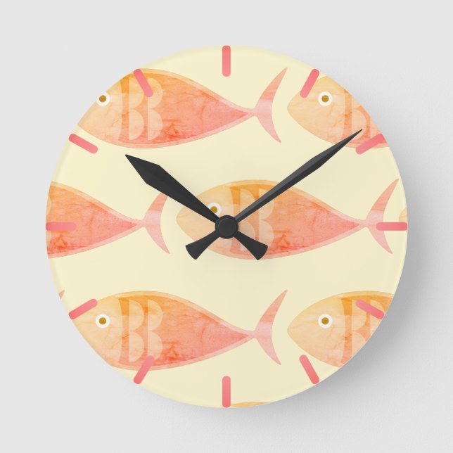 Salmon Fish Group Round Clock (Front)