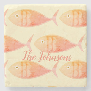 Salmon Fish Group Stone Coaster