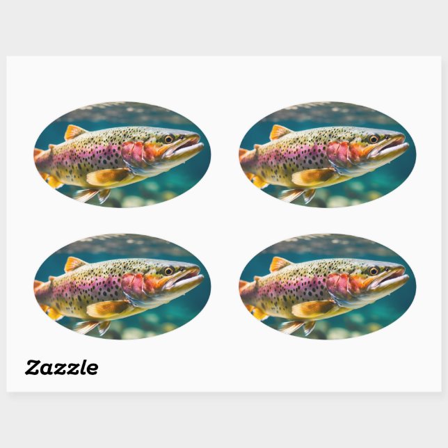 Salmon fish oval sticker (Sheet)