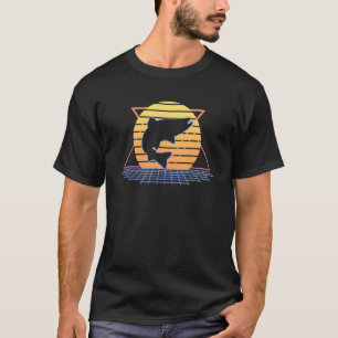 Salmon Fish Retro 80s Style Sunset Fisherman Fishi T-Shirt
