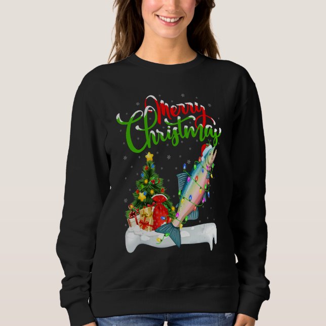 Salmon Fish   Xmas Decorations Santa Salmon Christ Sweatshirt (Front)