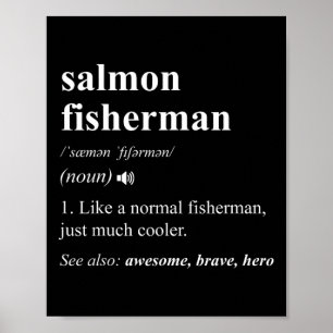 Salmon Fisherman Definition Funny Salmon Fishing  Poster
