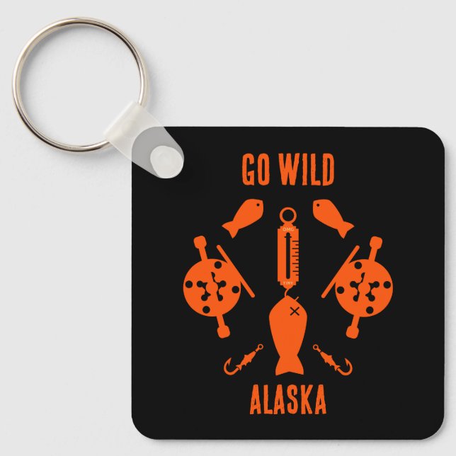 Salmon Fishing Alaska Key Ring (Front)