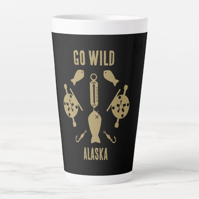 Salmon Fishing Alaska Latte Mug (Front)