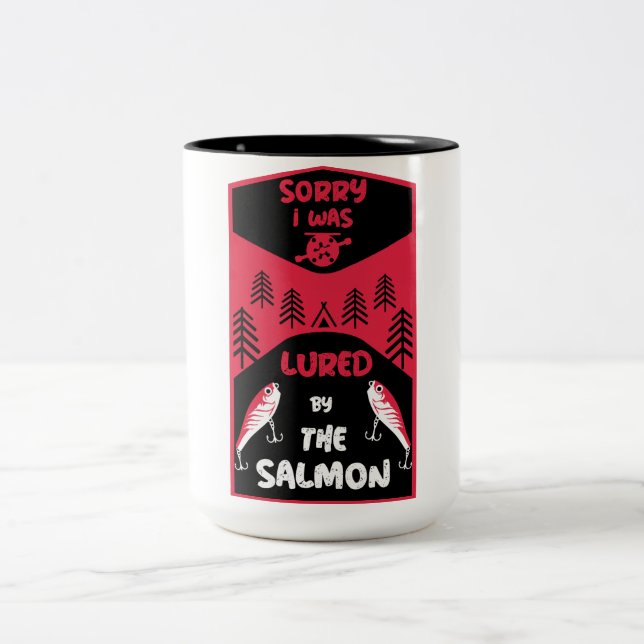 Salmon Fishing Canada Two-Tone Coffee Mug (Center)