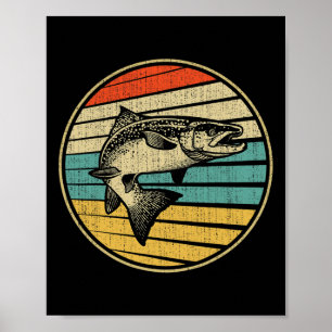 Salmon Fishing Fish Vintage Retro 70s 80s Fisherma Poster
