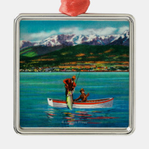 Salmon Fishing in Port Angeles Harbour Metal Ornament