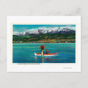 Salmon Fishing in Port Angeles Harbour Postcard