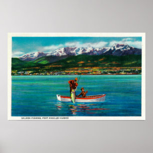 Salmon Fishing in Port Angeles Harbour Poster