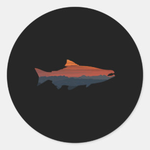 Salmon Fishing Nature Outdoor Hiking Camping Fishe Classic Round Sticker
