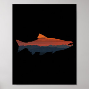 Salmon Fishing Nature Outdoor Hiking Camping Fishe Poster