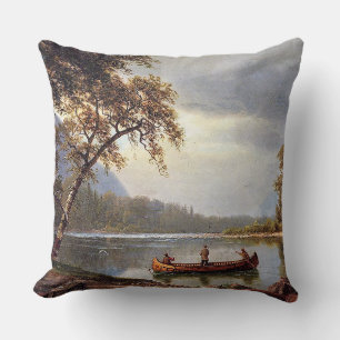 Salmon Fishing on the Cascapediac Albert Bierstadt Cushion