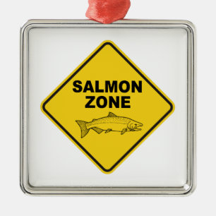 Salmon Fishing Zone Metal Ornament