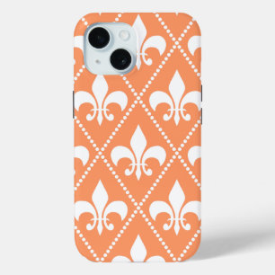 Salmon Fleur de Lis iPhone 15 Case