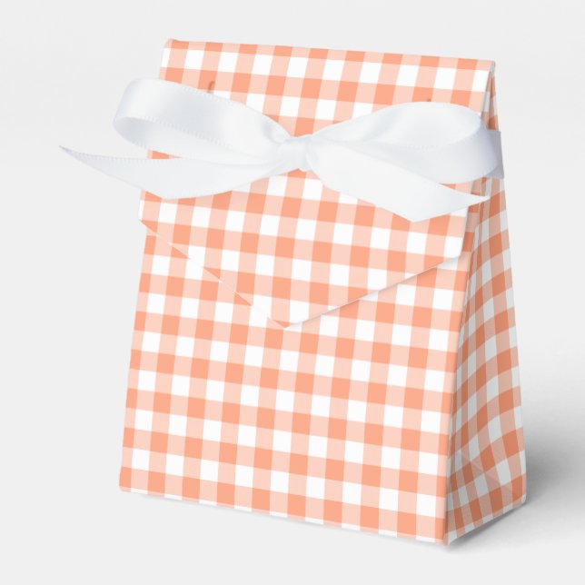 Salmon Gingham Favour Box (Front Side)