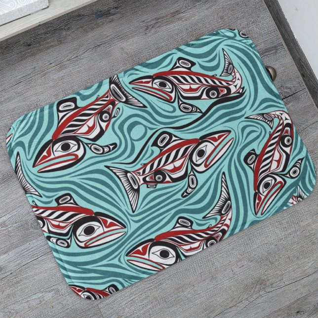 Salmon Haida Art Spirit Pacific Northwest Native Bath Mat (Creator Uploaded)