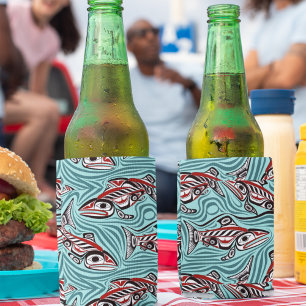 Salmon Haida Art Spirit Pacific Northwest Native Can Cooler