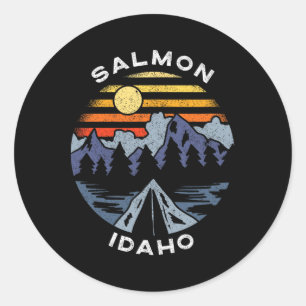 Salmon Idaho Mountains Vacation Camping Souvenir Classic Round Sticker