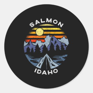 Salmon idaho mountains vacation camping souvenir  classic round sticker