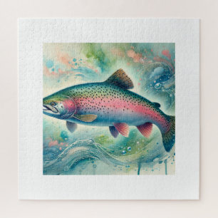 Salmon in Light 110924AREF151 - Watercolor Jigsaw Puzzle
