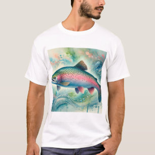 Salmon in Light 110924AREF151 - Watercolor T-Shirt