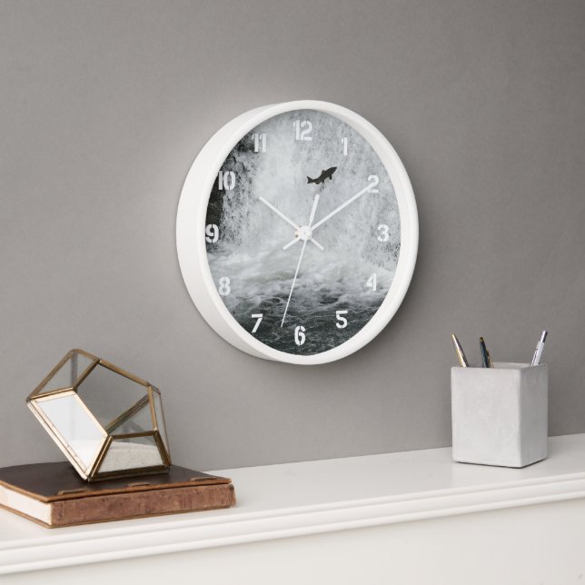 Salmon Jumping Cascading Waterfall Clock (Office)