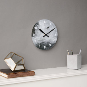 Salmon Jumping Cascading Waterfall Round Clock