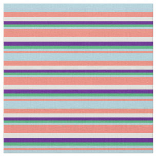 Salmon, Light Blue, Sea Green, Indigo & Light Cyan Fabric