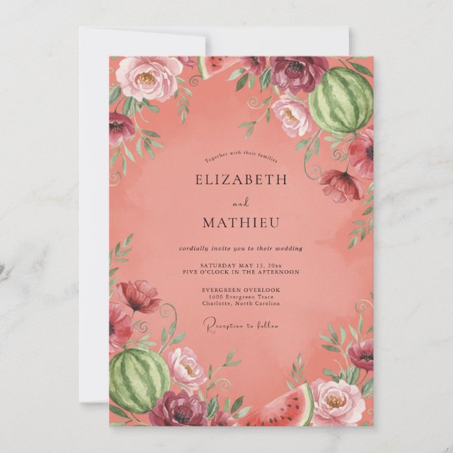 Salmon Mauve Painted Wedding Invitation (Front)
