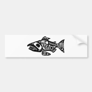 Salmon Native American Design Bumper Sticker