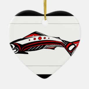 Salmon Native art Ceramic Ornament