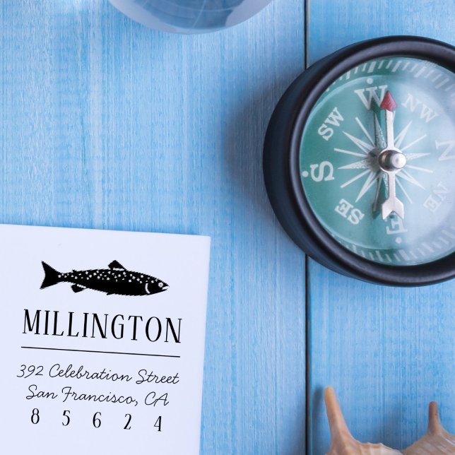 Salmon | Nautical Family Name & Return Address Self-inking Stamp (Creator Uploaded)