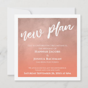 Salmon Ombre Postponed Wedding New Plan Card