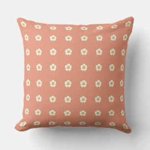 salmon orange yellow and white Buttercup Flowers Cushion