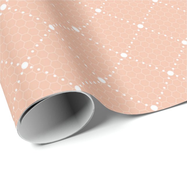 Salmon Peach Pastel Delicate Lace White Elegant Wrapping Paper (Roll Corner)