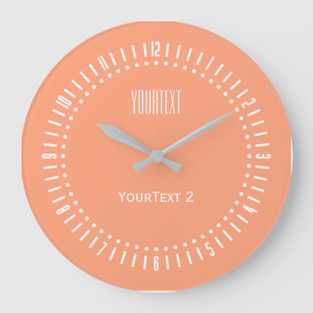 Salmon Pin Accent Colour to Personalise on Large Clock (Front)